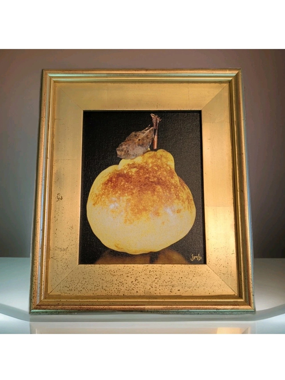 Brilliant Oil Painting By Joyce Bramwell Lunar Pear/Signed Framed 15" By 13.5"